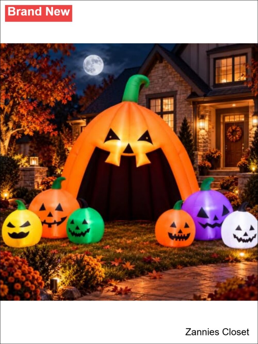 👻 14.5FT Halloween Inflatable Walk-in Pumpkin House LED Lights Yard Decor